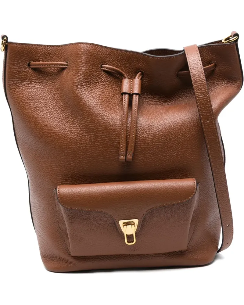Coccinelle Mittelgroße Beat Generation Beuteltasche mit Kordelzug - Braun Braun