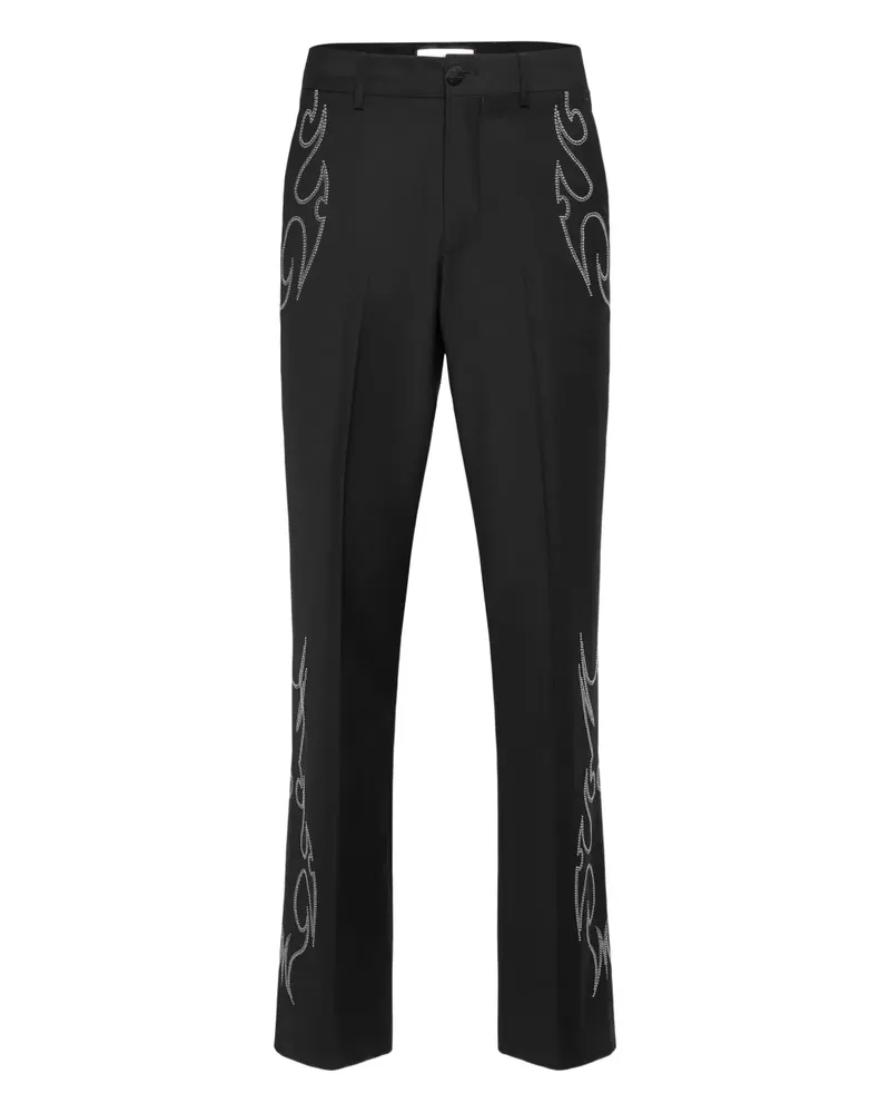 Philipp Plein Klassische Hose mit Flammennieten - Schwarz Schwarz