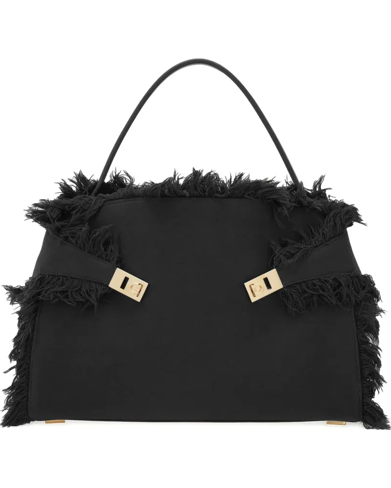Ferragamo Große Hug Schultertasche mit Fransendetail - Schwarz Schwarz