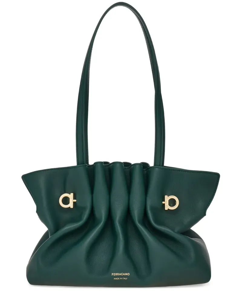 Ferragamo Geraffte Soft Schultertasche - Grün Grün