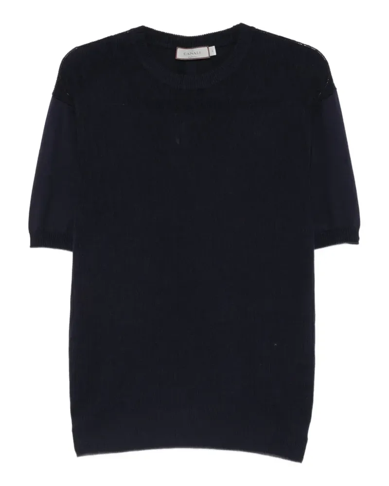Canali T-Shirt mit Zickzackmuster - Blau Blau