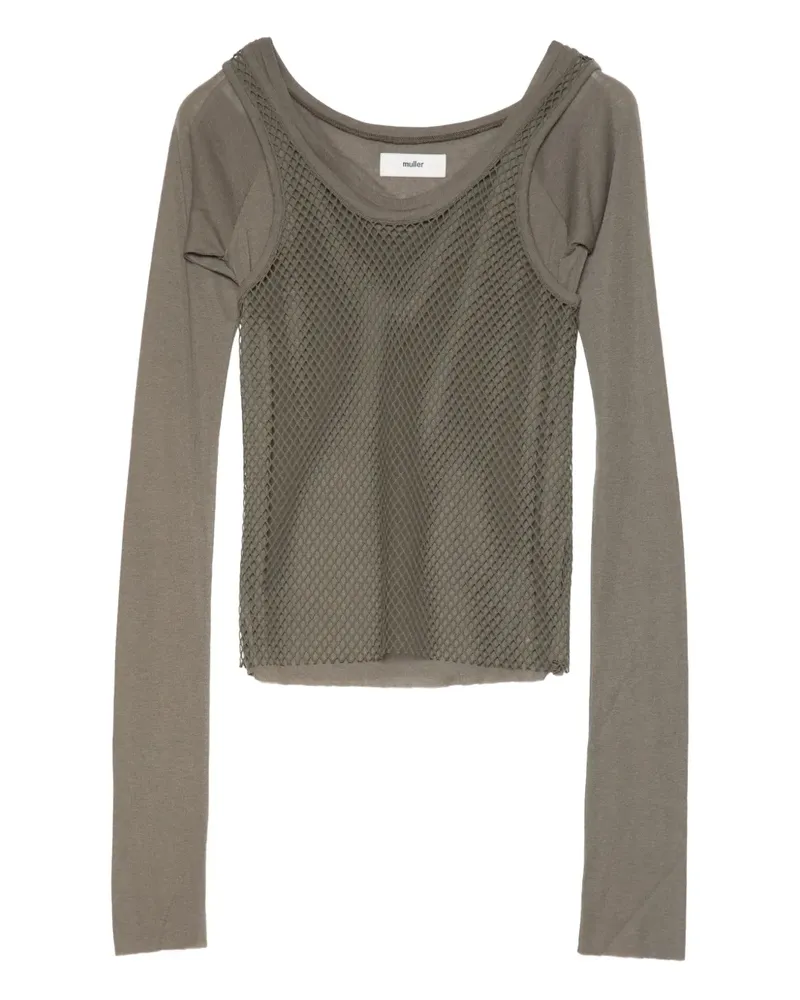 Muller of Yoshiokubo Oberteil mit Mesh-Einsätzen - Grau Grau