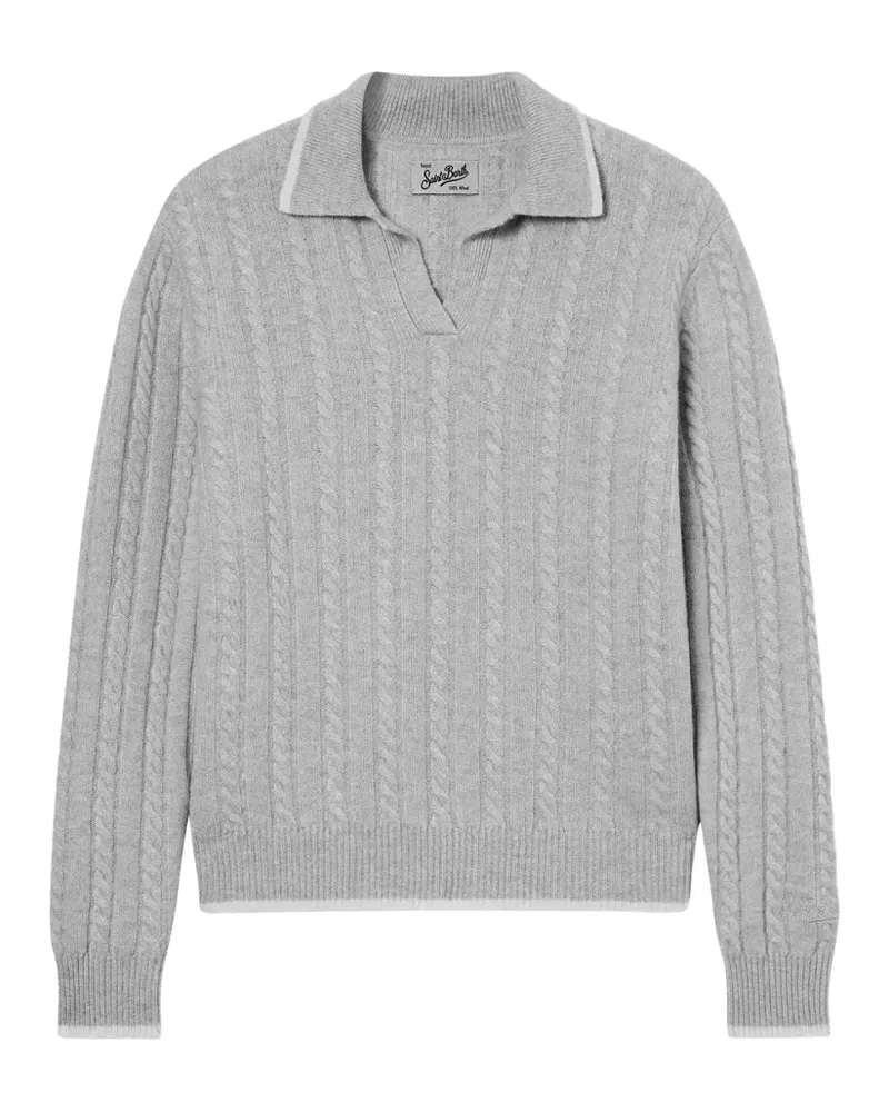MC2 Saint Barth Clichy wool polo collar knit with pointelle-stitch - Grau Grau