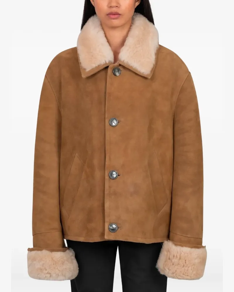 AMI Paris buttoned shearling jacket - Braun Braun