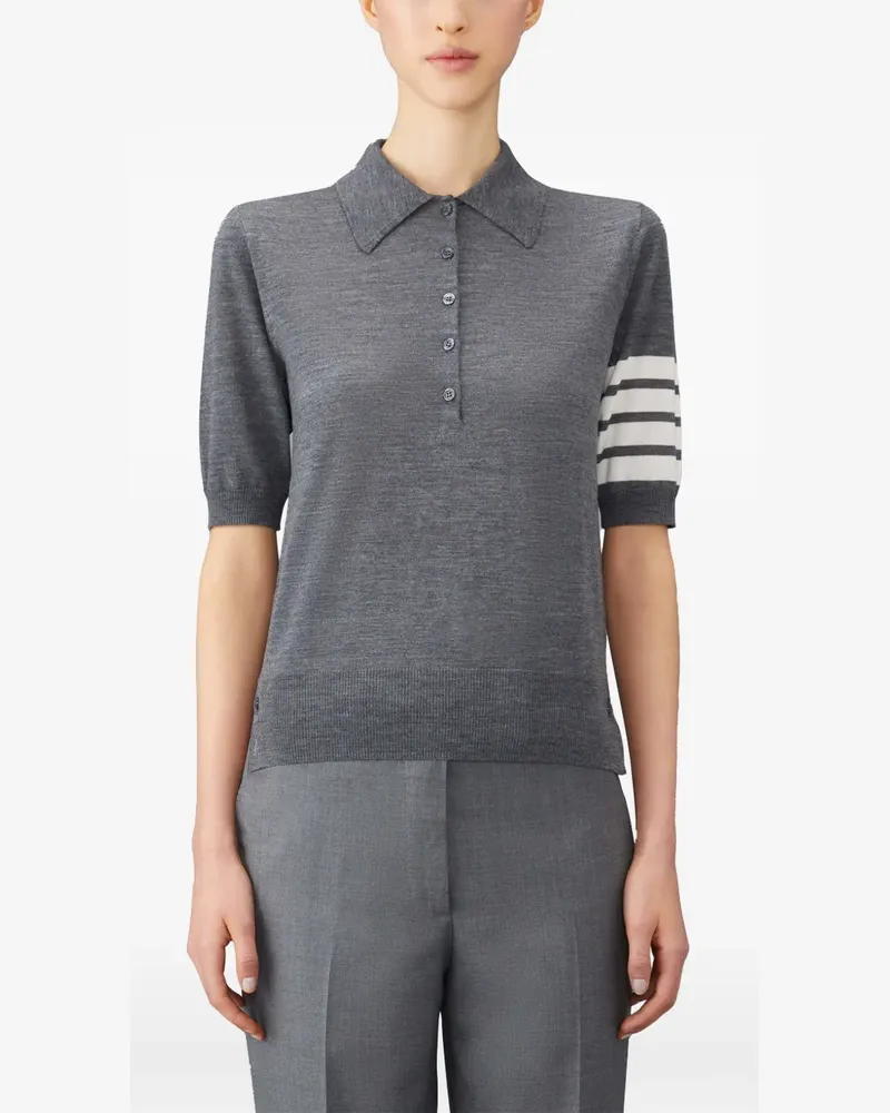 Thom Browne Relaxed Poloshirt mit 4-Streifen - Grau Grau