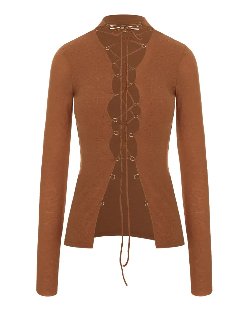 MANURÍ Jamie lace-up top - Braun Braun