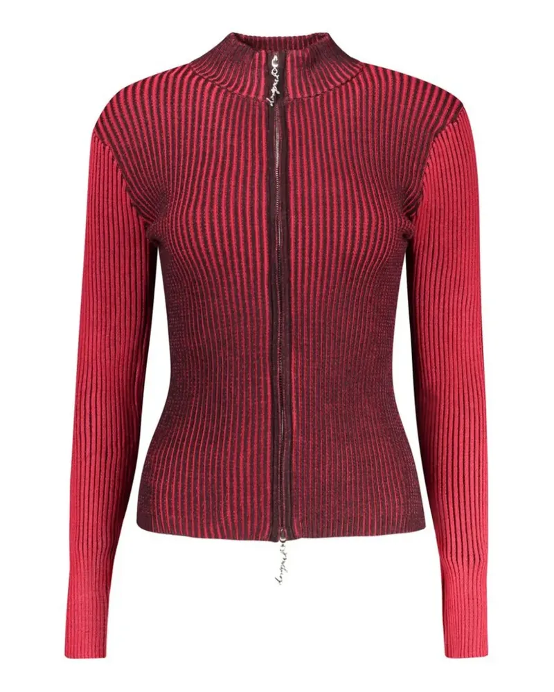 Desigual Gerippter Cardigan mit Reißverschluss - Rot Rot