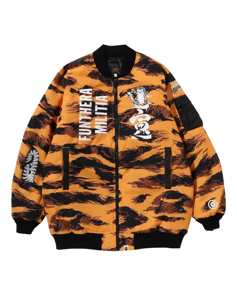 BAPE Tiger Camo Long MA-1 Bomberjacke - Orange Orange