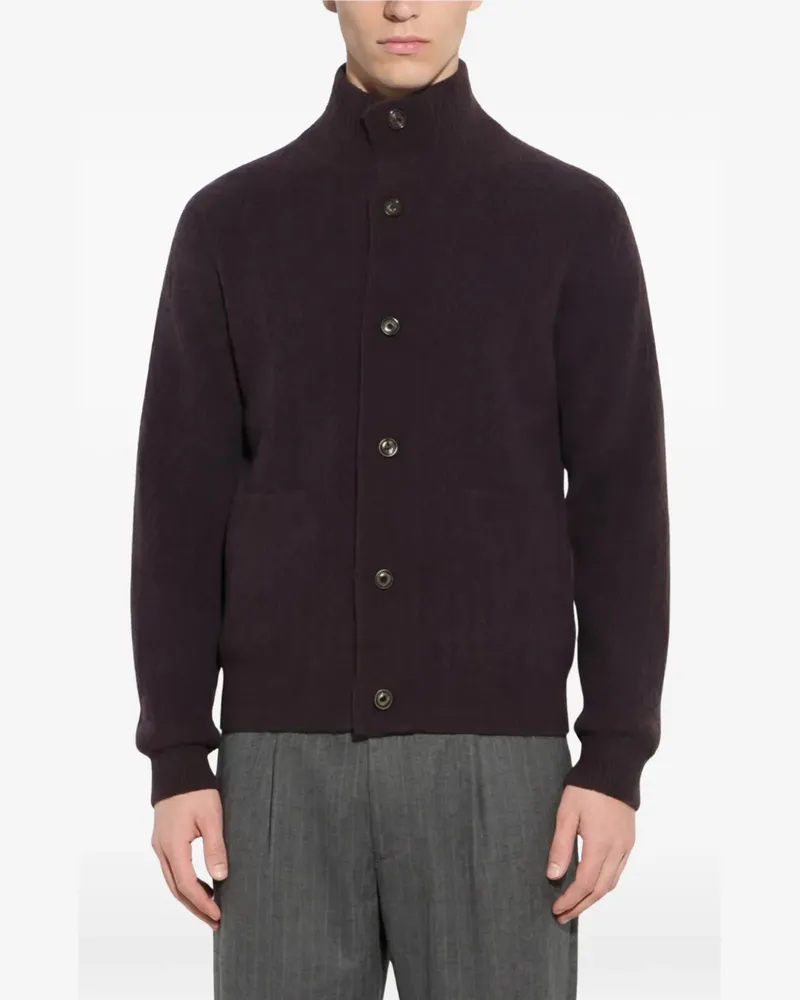 Paolo Pecora Milano chevron-knit high-neck cardigan - Violett Violett