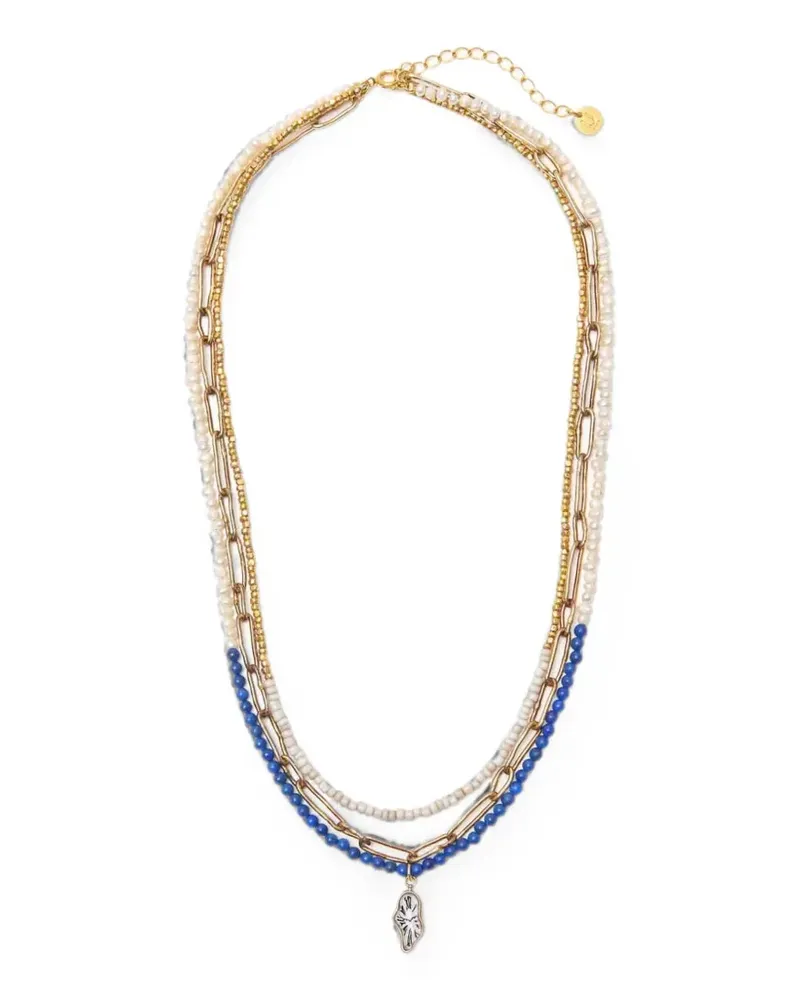 Undercover beaded clock-pendant necklace - Gold Gold