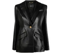 single-breasted leather blazer