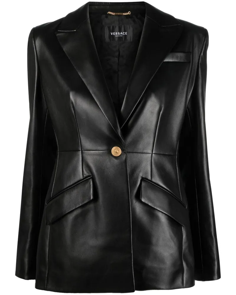 Versace single-breasted leather blazer Schwarz