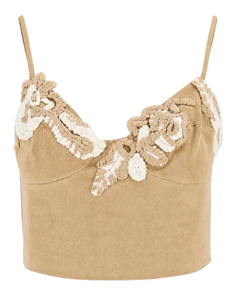 Ermanno Scervino floral-embroidered top - Nude Nude