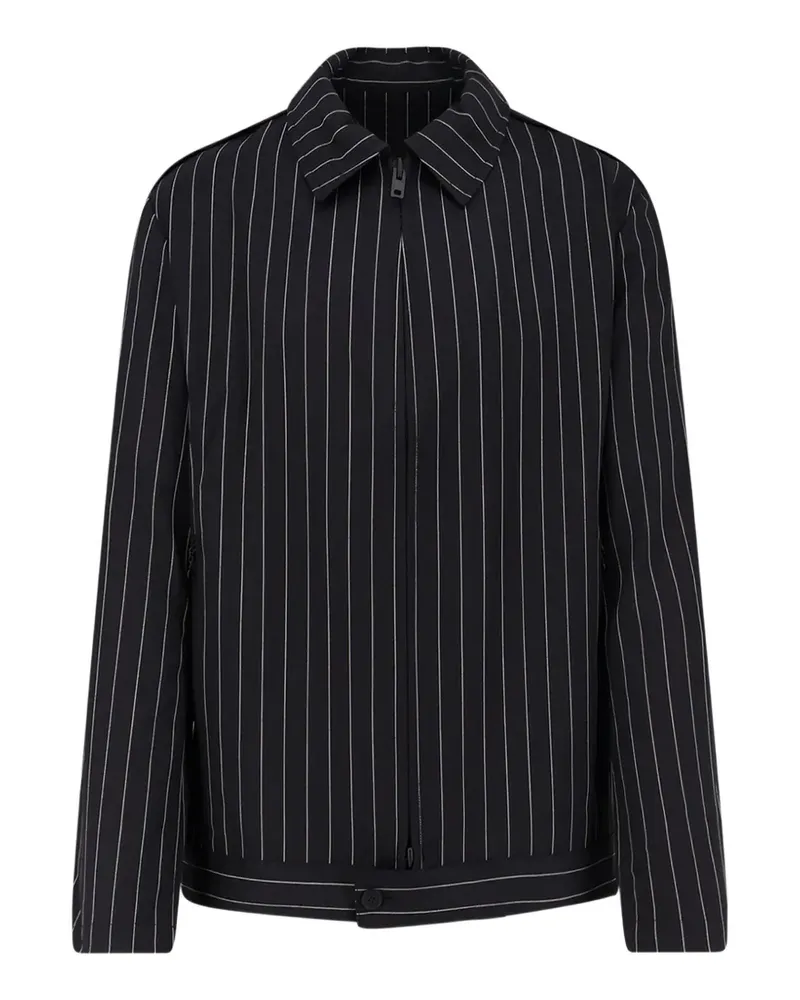Y-3 pinstripe zip-up overshirt - Schwarz Schwarz