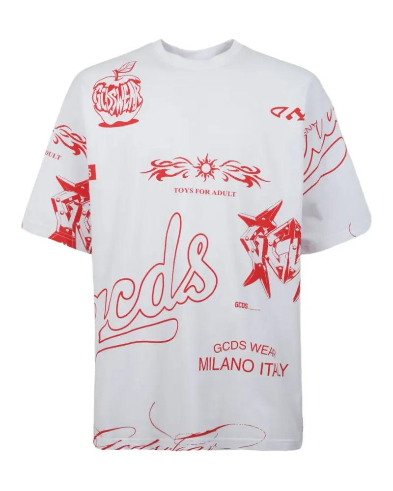 GCDS T-Shirt mit grafischem Print - Weiß Weiß