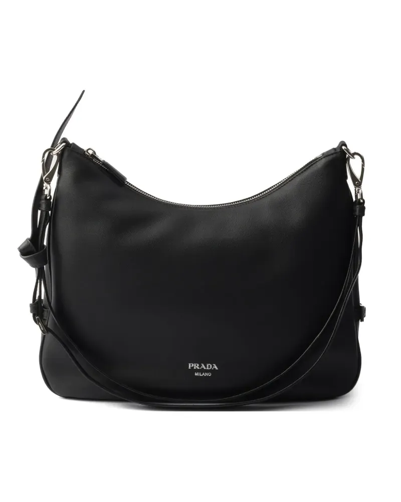 Prada Große verstellbare Schultertasche mit Prägung - Schwarz Schwarz
