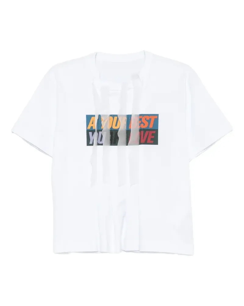 Sacai T-Shirt aus Organza mit grafischem Print - Weiß Weiß