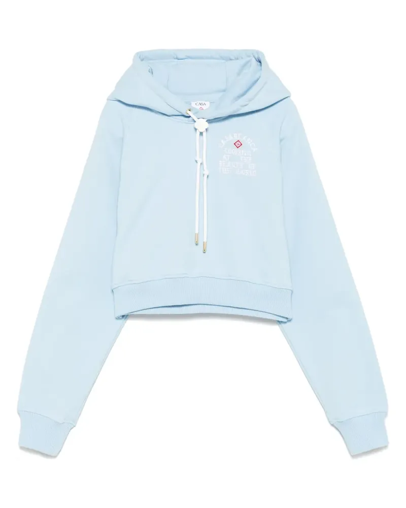 Casablanca Paris Looking at the Beauty of the World Cropped-Hoodie - Blau Blau
