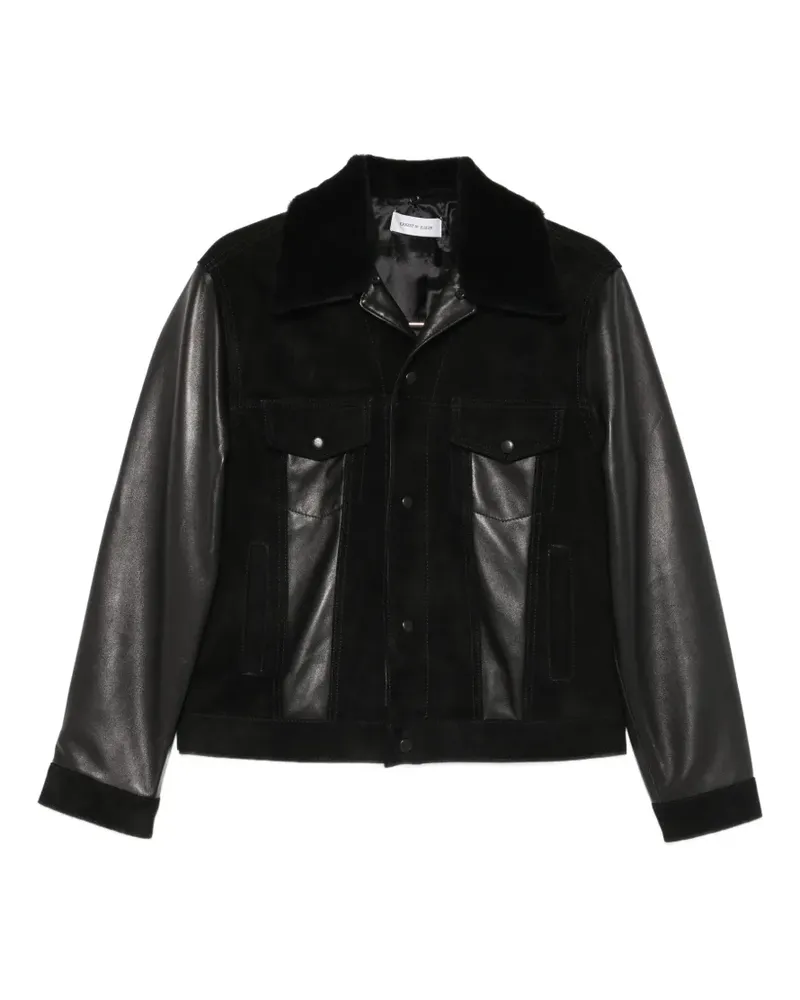Ernest W. Baker Lederjacke mit Kontrasteinsätzen - Schwarz Schwarz