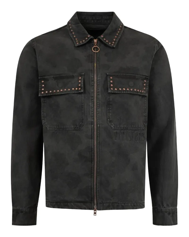 PLEASURES studded chest-pocket overshirt - Schwarz Schwarz