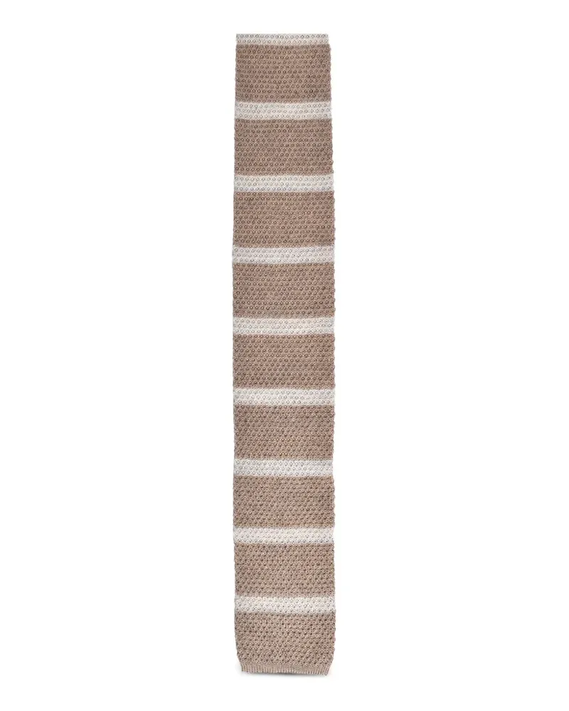 Brunello Cucinelli striped knitted tie - Nude Nude