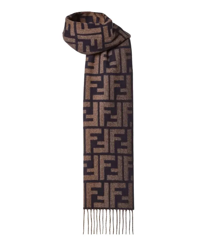 Fendi Fransenschal mit FF - Braun Braun
