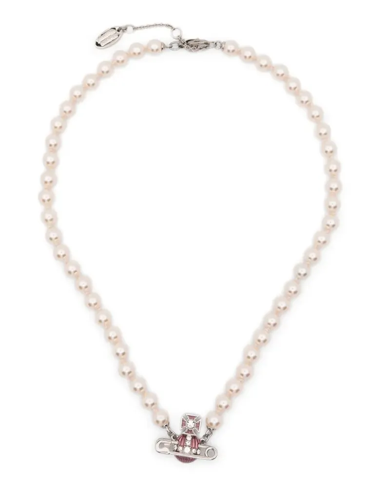 Vivienne Westwood Kitty Orb-detail faux-pearl necklace - Silber Silber
