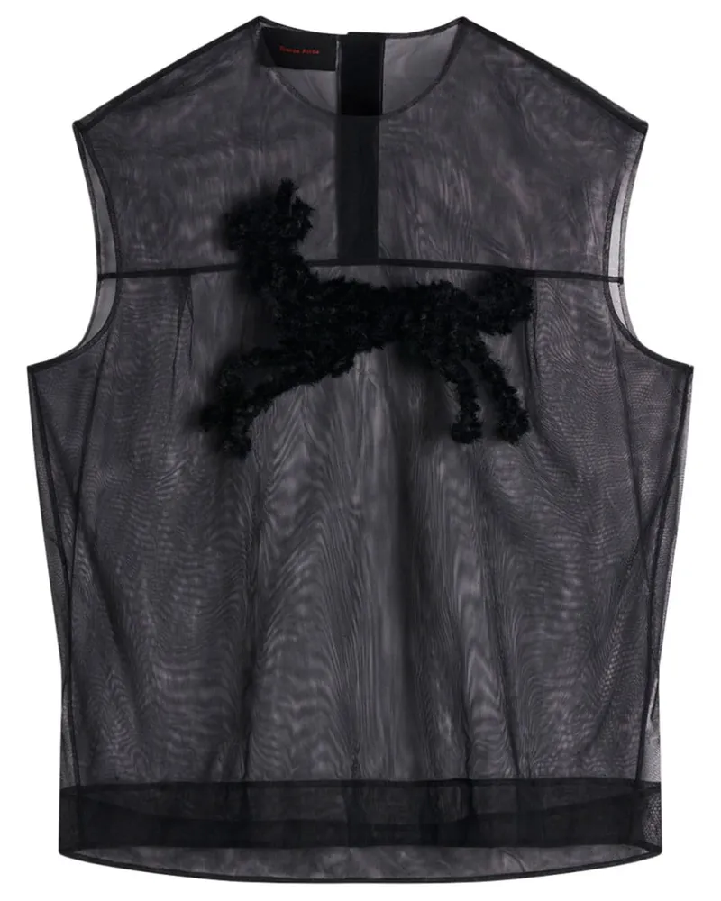 Simone Rocha Transparentes Tanktop mit Stickerei - Schwarz Schwarz