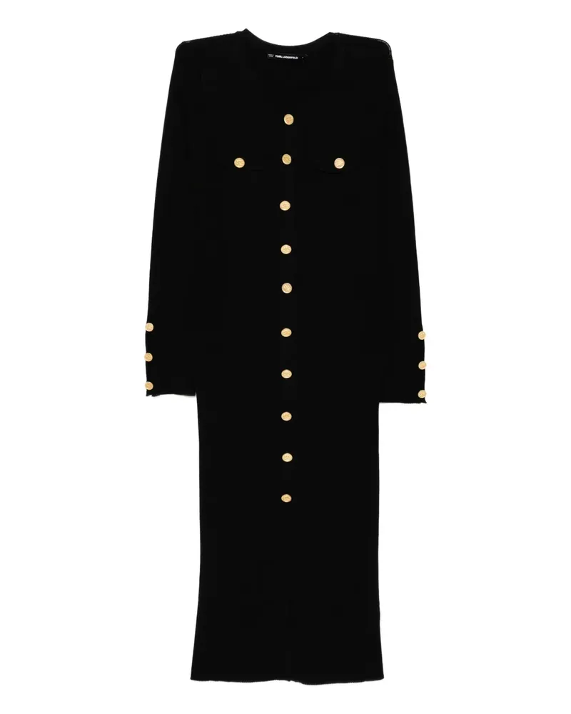 Karl Lagerfeld Maxikleid aus geripptem Strick - Schwarz Schwarz