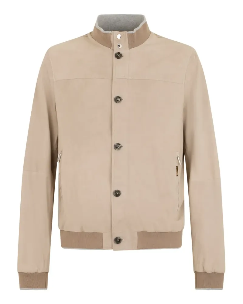 MOORER ribbed leather jacket - Nude Nude