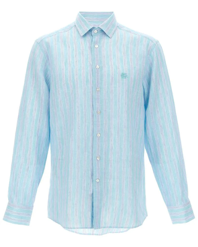 Etro Hemd aus Leinen - Blau Blau