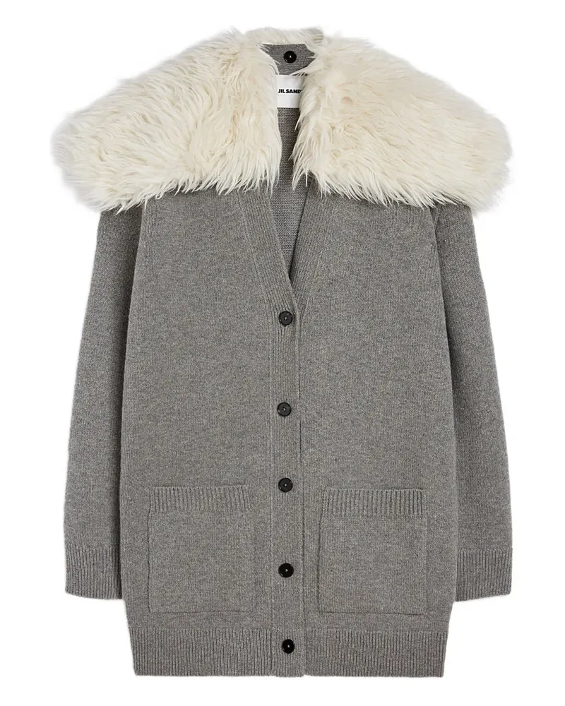 Jil Sander Strickmantel mit V-Ausschnitt - Grau Grau