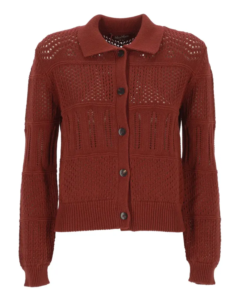 Max Mara Cardigan mit Lochstrickmuster - Rot Rot