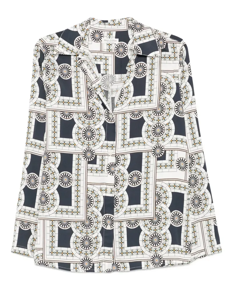 Marc O'Polo Hemd mit geometrischem Print - Weiß Weiß