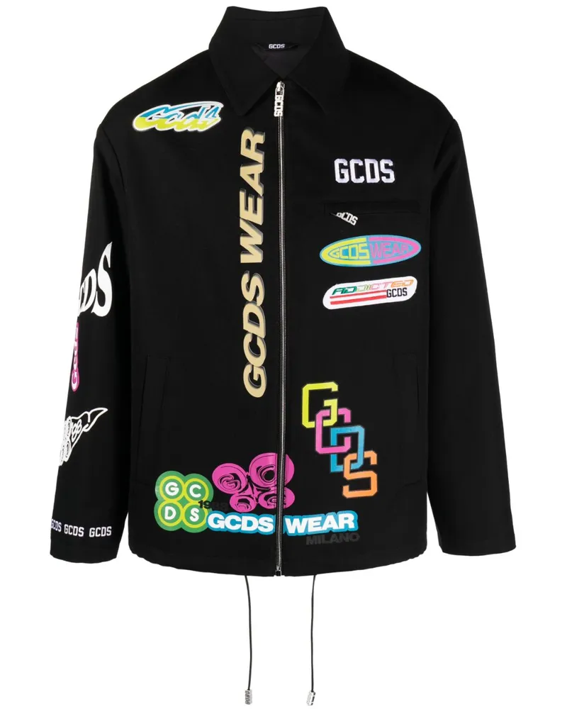 GCDS Hemdjacke mit grafischem Print Schwarz