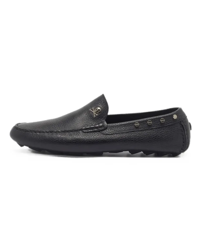 Philipp Plein skull-motif studded leather loafers - Schwarz Schwarz
