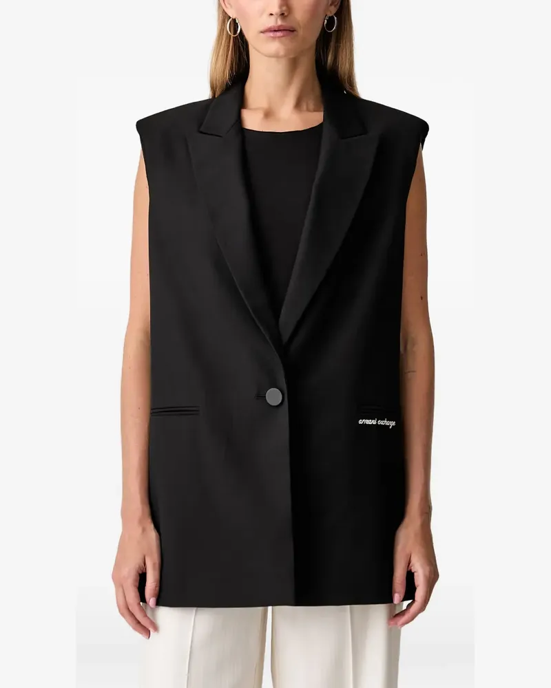 Armani Exchange logo-print sleeveless blazer - Schwarz Schwarz