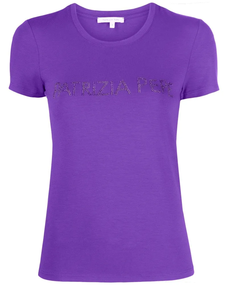Patrizia Pepe T-Shirt mit Strass-Logo - Violett Violett