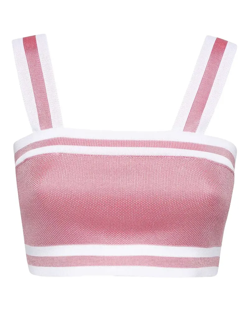 Balmain Gestreiftes Tanktop mit Reißverschluss - Rosa Rosa