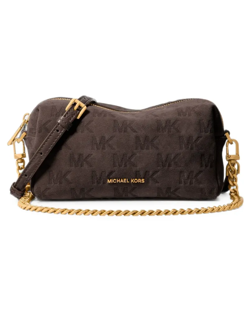 Michael Kors Bryant small logo-embossed suede convertible crossbody bag - Braun Braun