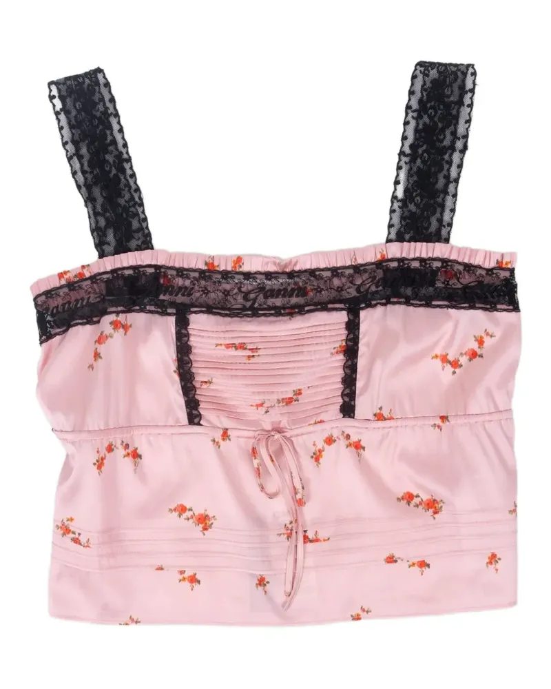 Ganni Top mit Spitzendetails - Rosa Rosa