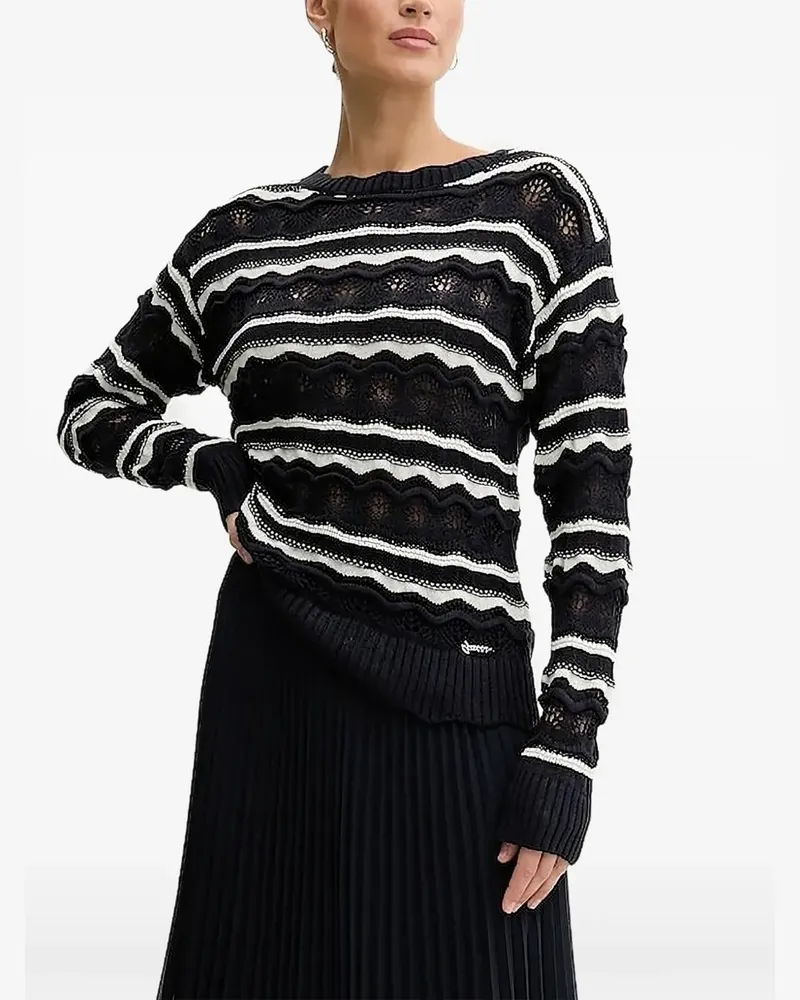 Guess Gestreifter Pullover mit Wellenmuster - Blau Blau