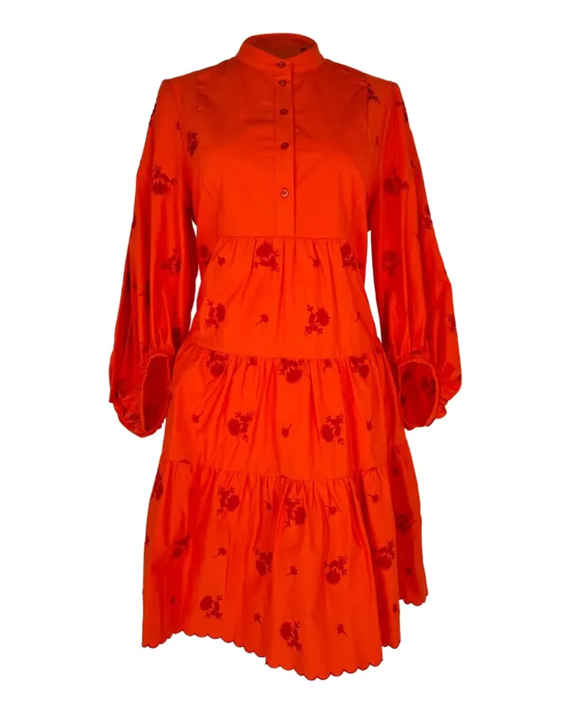 Erdem Embroidered tiered dress - Orange Orange