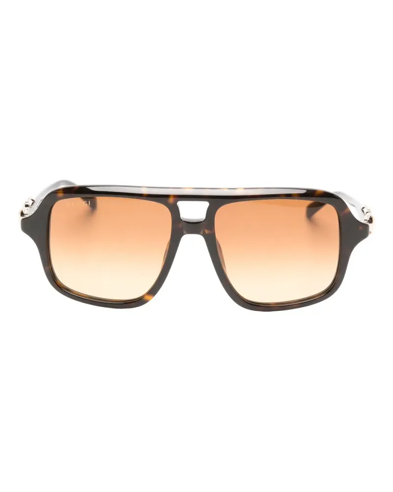 Gucci Horsebit geometric-frame sunglasses - Braun Braun