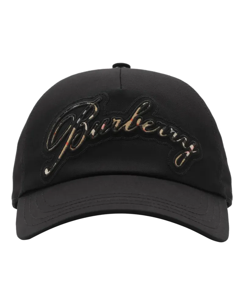 Burberry check-cursive baseball cap - Schwarz Schwarz