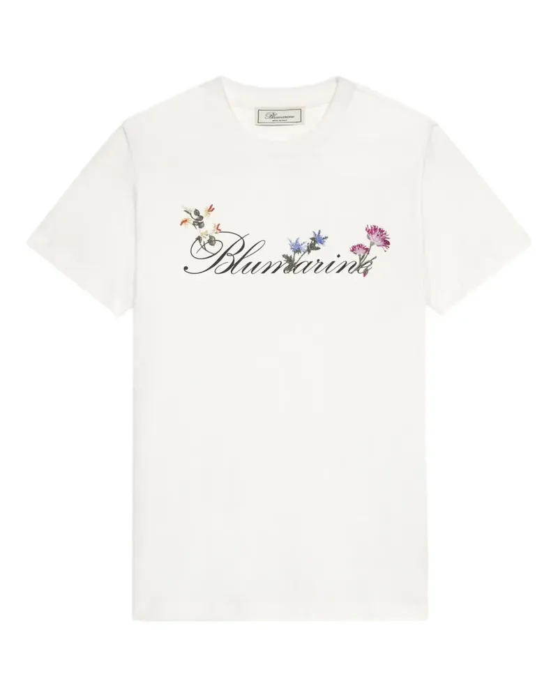 Blumarine T-Shirt mit Blumenstickerei - Weiß Weiß