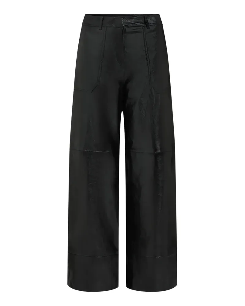 Karl Lagerfeld Lederhose mit weitem Bein - Schwarz Schwarz