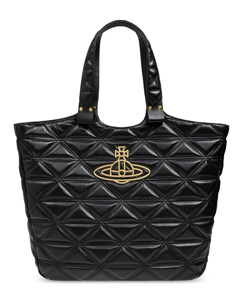 Vivienne Westwood Orb-plaque quilted leather tote bag Schwarz
