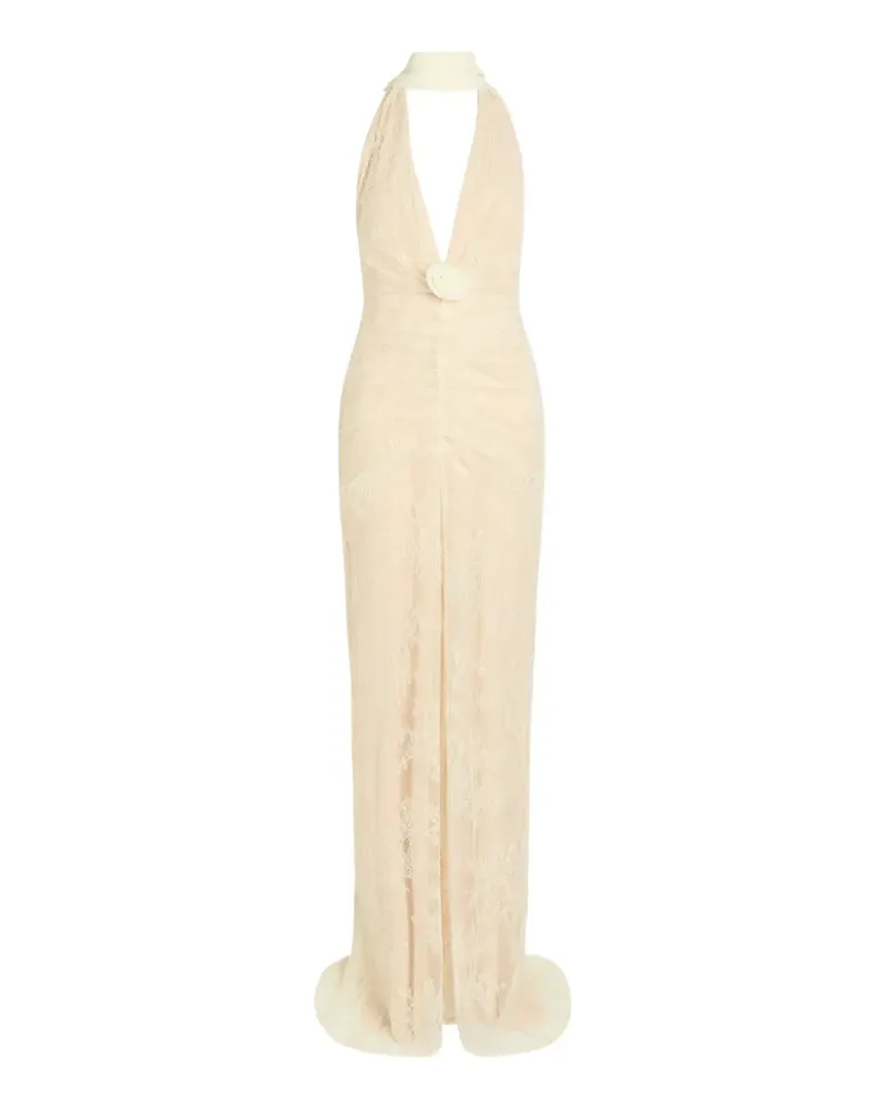 De La Vali Amora lace floral-applique maxi dress - Weiß Weiß