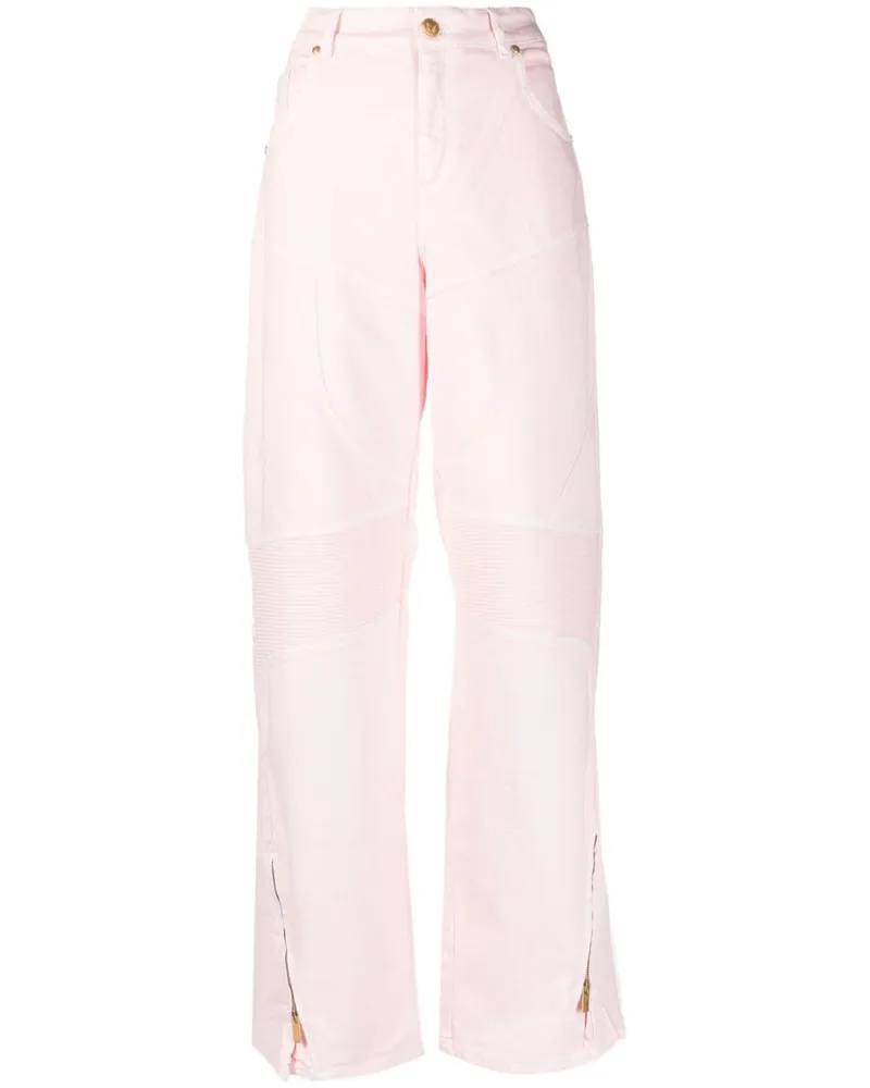 Blumarine Halbhohe Wide-Leg-Jeans Rosa